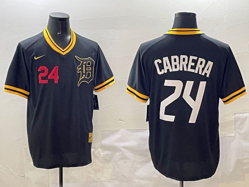 Men Detroit Tigers 24 Cabrera Black Gold Game 2025 Nike MLB Jersey style 4